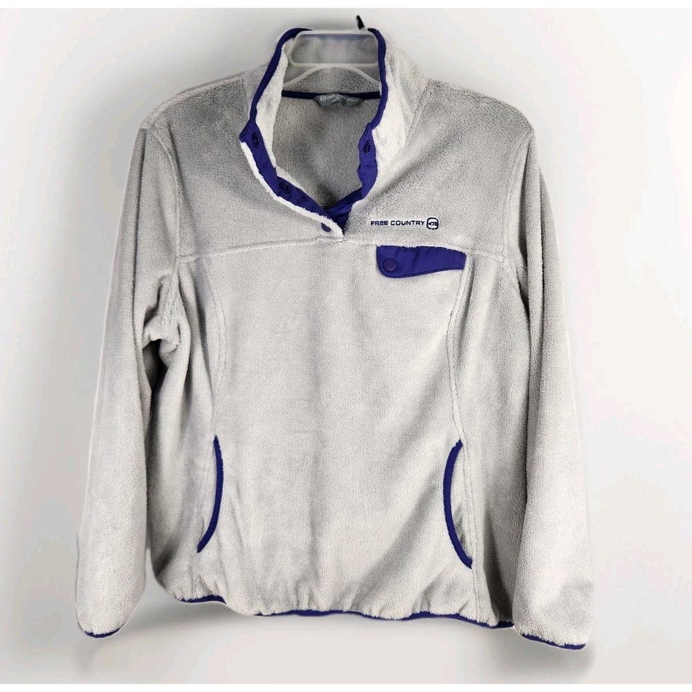 Free Country Fleece Pullover Jacket‎ Shirt Gray Purple Women's Size XXL